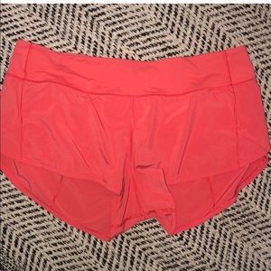 Coral Lululemon Speed up shorts